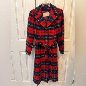 Vintage Pendleton Size 14 (?) Wool Long Plaid Jacket Overcoat